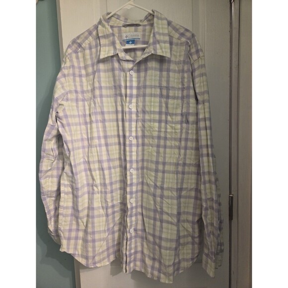 Columbia Steeple Ridge Long Sleeve Purple Lime Green Tartan Plaid Shirt Mens XL - Picture 1 of 6